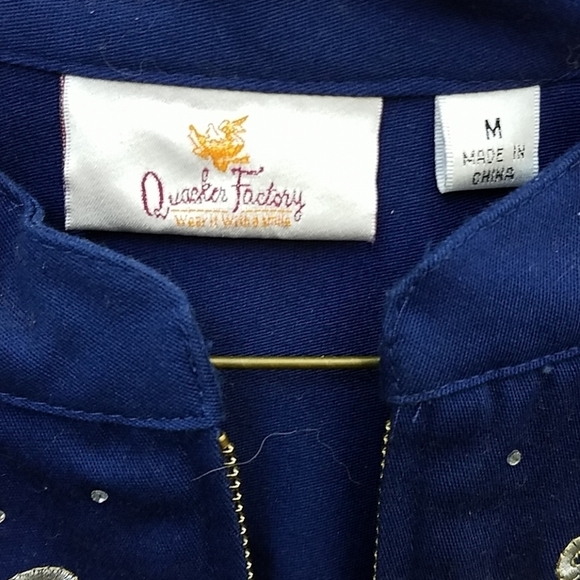 Quacker Factory jacket medium blue twill lurex - Picture 3 of 5